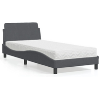vidaXL Bed with Mattress "Dover" Dark Grey Single Velvet