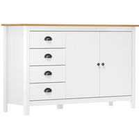 vidaXL Sideboard Hill White 130x40x80 cm Solid Pine Wood