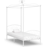 284468 vidaXL Canopy Bed Frame without Mattress White Metal 90x200 cm