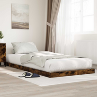 vidaXL Floor Bed Frame Smoked Oak 86.5 x 190 cm Engineered Wood