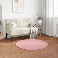 vidaXL Anti-Slip Faux Rabbit Fur Rug Olite Pink Ø 120 cm Polyester