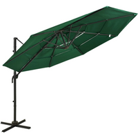 vidaXL 4-Tier Garden Parasol with Aluminium Pole Green 3x3 m
