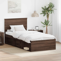vidaXL Bed Frame with Headboard Brown Oak 90 x 190 cm Engineered wood