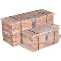 vidaXL Two Piece Storage Chest Set Acacia Wood