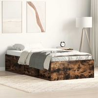 vidaXL Bed Frame without Mattress Smoked Oak 75x190 cm Small Single Small Single