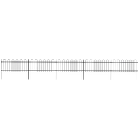 vidaXL Garden Fence with Hoop Top Steel 892.5x80 cm Black