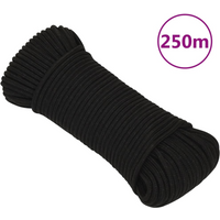 vidaXL Work Rope Black 4 mm 250 m Polyester