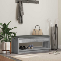 vidaXL Hall Bench with Cushion with Shelf Grey Sonoma 103 x 38 x 45 cm