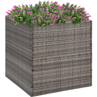 vidaXL Garden Planter Grey 80x80x80 cm Poly Rattan