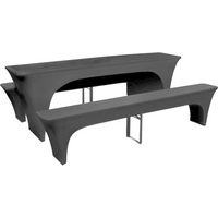 3 Slipcovers for Beer Table and Benches Stretch Black 220 x 50 x 80 cm