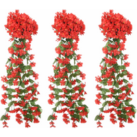 vidaXL Flower Garlands 3 pcs Red 85 cm