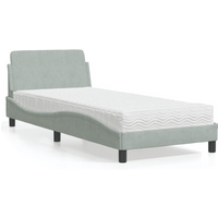 vidaXL Bed with Mattress "Dover" Light Grey Single Velvet
