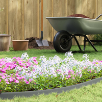 vidaXL Lawn Edgings Grey 2000 x 4 x 5 cm Plastic