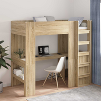 vidaXL Loft Bed Frame with Desk Sonoma Oak 90 x 200 cm Engineered Wood