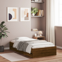 vidaXL Bed Frame with Drawers without Mattress Brown Oak 100x200 cm