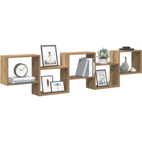 vidaXL Wall Cube Shelf 5 Compartments Artisian Oak Engineered Wood