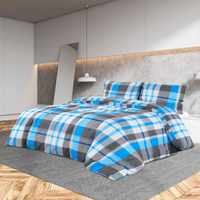 vidaXL Duvet Cover Set Blue and Grey 200x220 cm Cotton