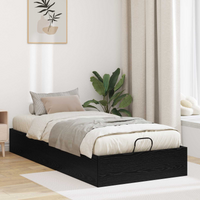vidaXL Ottoman Bed Frame Black Oak 203 x 90 x 25 cm Chipboard