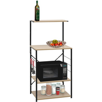 vidaXL Microwave Cabinet Black and Oak 60x39.6x123 cm Engineered Wood
