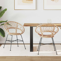 vidaXL Dining Chair 2 pcs Natural 49 x 51 x 81 cm Rattan and Iron