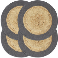 vidaXL Placemats 4 pcs Natural and Anthracite 38 cm Jute and Cotton