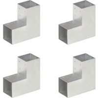 vidaXL Post Connectors 4 pcs L Shape Galvanised Metal 91x91 mm