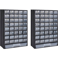 vidaXL 41-Drawer Storage Cabinet Tool Box 2 pcs Plastic