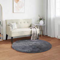 vidaXL Faux Sheepskin Rug Tafalla Anthracite Ø 80 cm Polyester