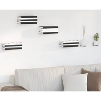 vidaXL Wall Shelf with Shelf 4 pcs Black 6 x 10.8 x 6.6 cm