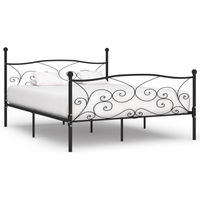 vidaXL Bed Frame without Mattress with Slatted Base Black Metal 200x200 cm