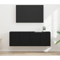 vidaXL TV Wall Cabinet 2 pcs Black 59.5 x 31 x 40 cm Engineered Wood