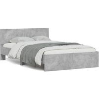 vidaXL Bed Frame with Headboard and LED Concrete Grey 120x200 cm