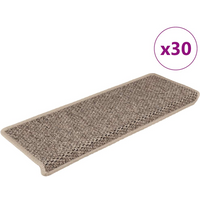 vidaXL Stair Mats Self-adhesive Sisal-Look 30 pcs 65x21x4 cm Dark Beige