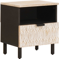 vidaXL Bedside Cabinet White 40 x 33 x 46 cm Solid Mango Wood