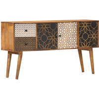 vidaXL Sideboard with Printed Pattern 130x30x70 cm Solid Mango Wood