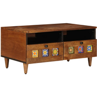 vidaXL TV Cabinet with Drawer Walnut 70 x 33 x 46 cm Solid Mango Wood