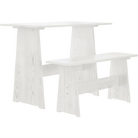 vidaXL Dining Table with Bench REINE White Solid Wood Pine