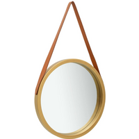 vidaXL Wall Mirror with Strap 50 cm Gold