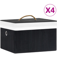 vidaXL Bamboo Storage Boxes 4 pcs Black