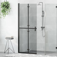 vidaXL Walk-In Shower Wall Folding Black 80 x 6.5 x 190 cm