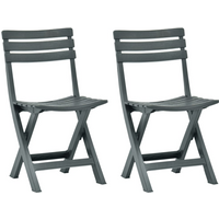 vidaXL Folding Garden Chair 2 pcs Plastic Green