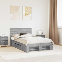 vidaXL Bed Frame Grey Sonoma 137 x 203 cm Engineered Wood