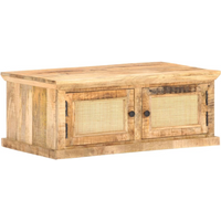 vidaXL Coffee Table 90x50x35 cm Solid Mango Wood and Natural Cane