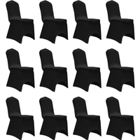 vidaXL Chair Cover Stretch Black 12 pcs