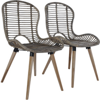 vidaXL Dining Chairs 2 pcs Brown Natural Rattan