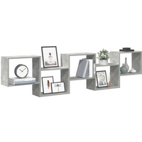 vidaXL Wall Cube Shelf 5 Compartments Concrete Grey Engineered Wood