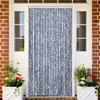 vidaXL Fly Curtain Blue and White 100x230 cm Chenille