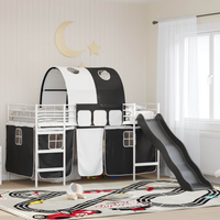 vidaXL Kids'Loft Bed Frame White and Black 90 x 200 cm Metal