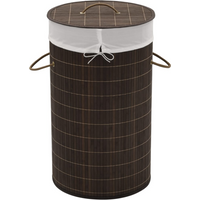 vidaXL Bamboo Laundry Bin Round Dark Brown