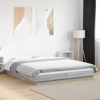 vidaXL Bed Frame with LED Lights without Mattress Grey Sonoma 150x200cm